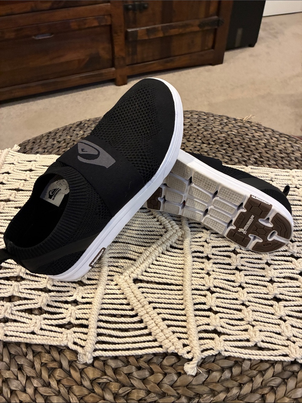 Quiksilver Black Slip-On Knit Loafers with White Sole